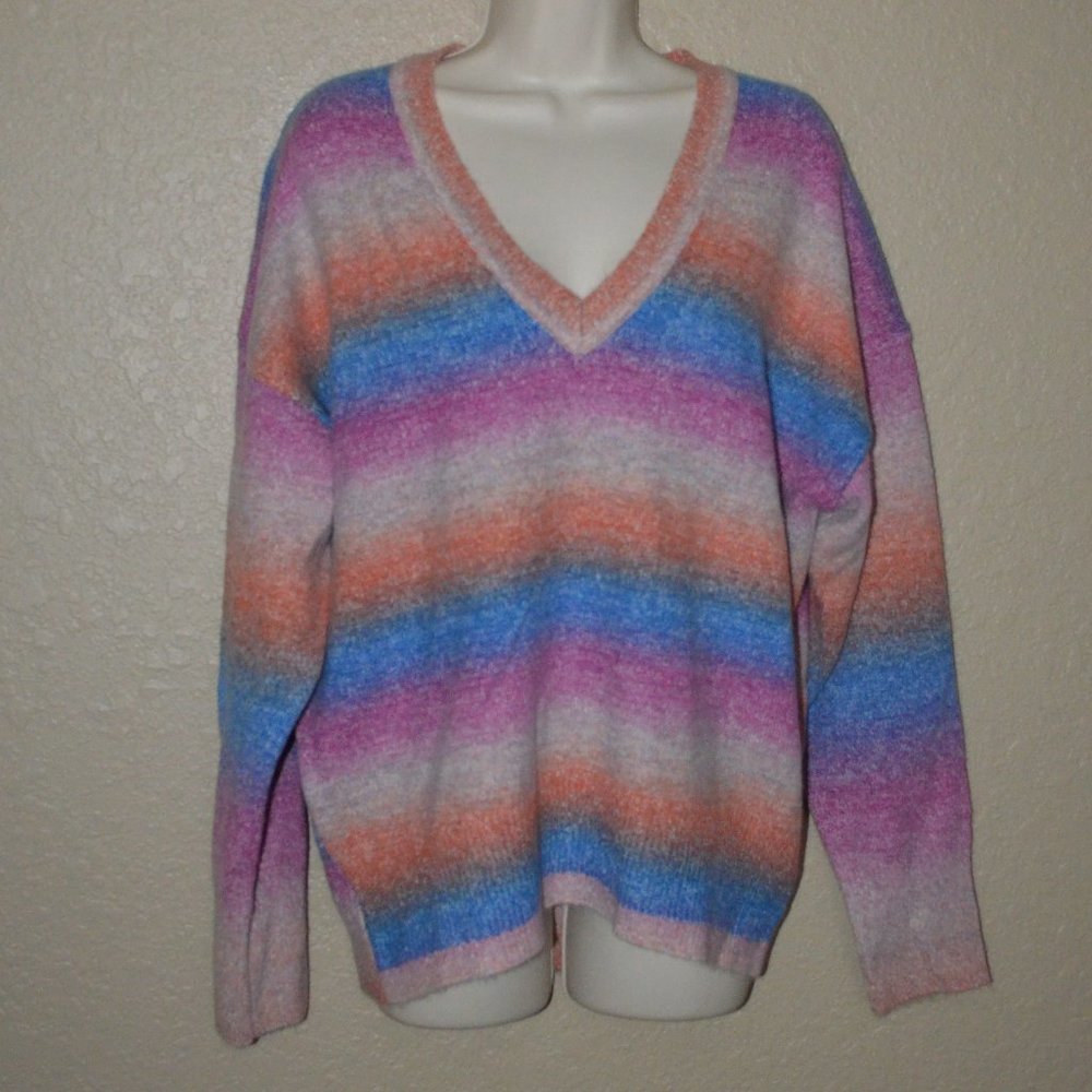 NWT $212 Sz M We Are Sundays Rainbow Andre V Neck Oversized Sweater